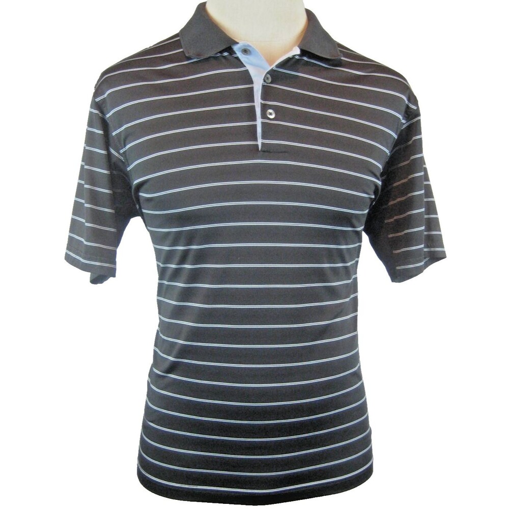 Mens Adidas Clima Cool Navy Striped SS Polo Golf Shirt sz M
